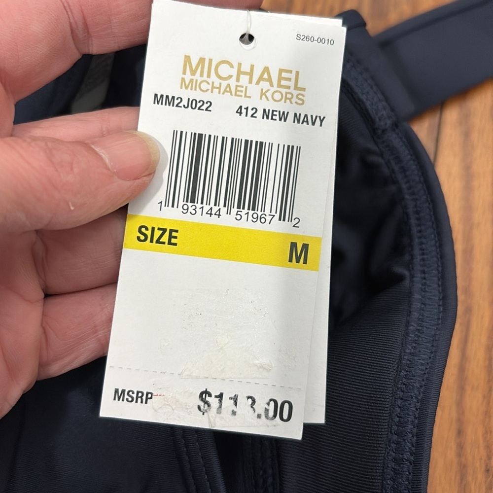 Michael Kors Solids Underwire Baby Doll Tankini Bikini Top Navy medium NWT - Picture 6 of 7